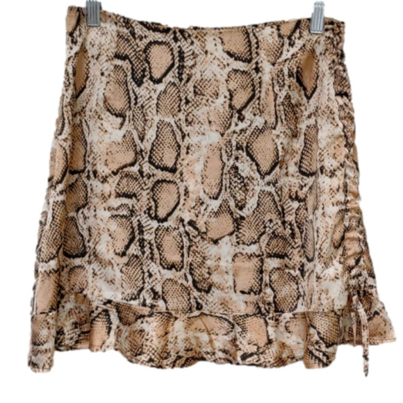 Missguided silk python mini skirt flare, drawstring side, size 6 petite - Picture 2 of 10